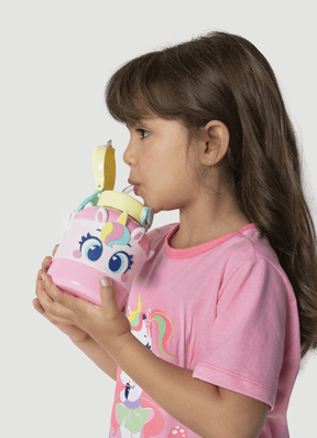 Garrafa Térmica Com Canudo Unicórnio