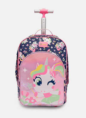 Kit Mochila com Rodinha, Lancheira e Estojo Unicórnio Encantado